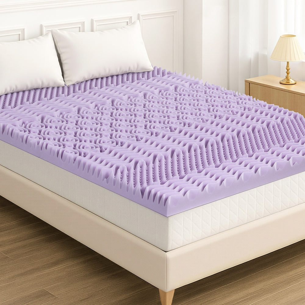 Giselle 8cm Memory Foam Mattress Topper Lavender Infused Bamboo Cover 7-Zone Queen