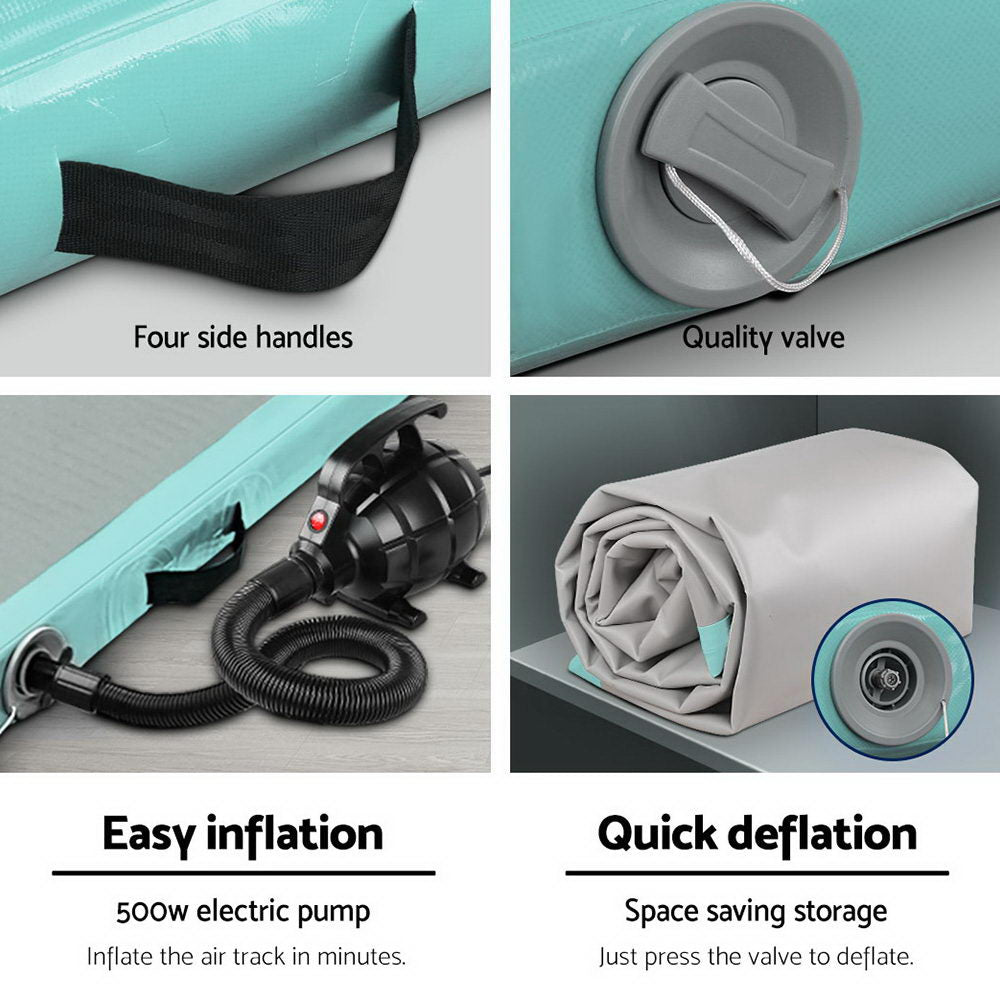 Everfit GoFun 5X1M Inflatable Air Track Mat with Pump Tumbling Gymnastics Green