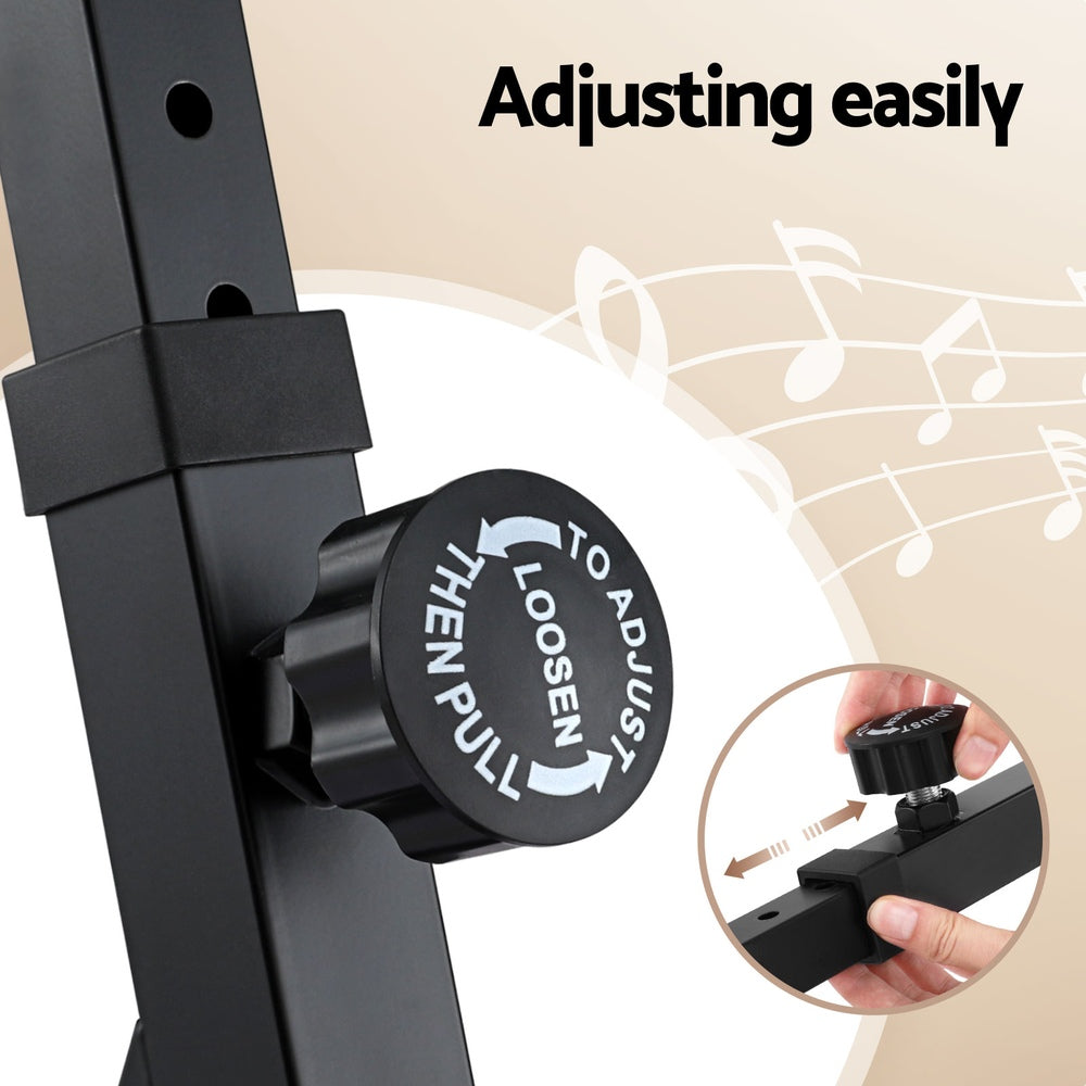 Alpha Heavy Duty Adjustable Piano Stand with Lockable Wheels Z-Stand Black