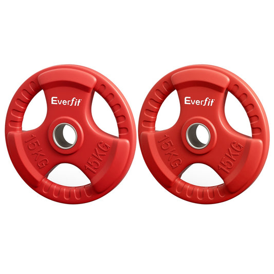 Everfit Weight Plates Olympic 15kgx2 Dumbbell Barbell Plate Weight Lifting Home Gym Red