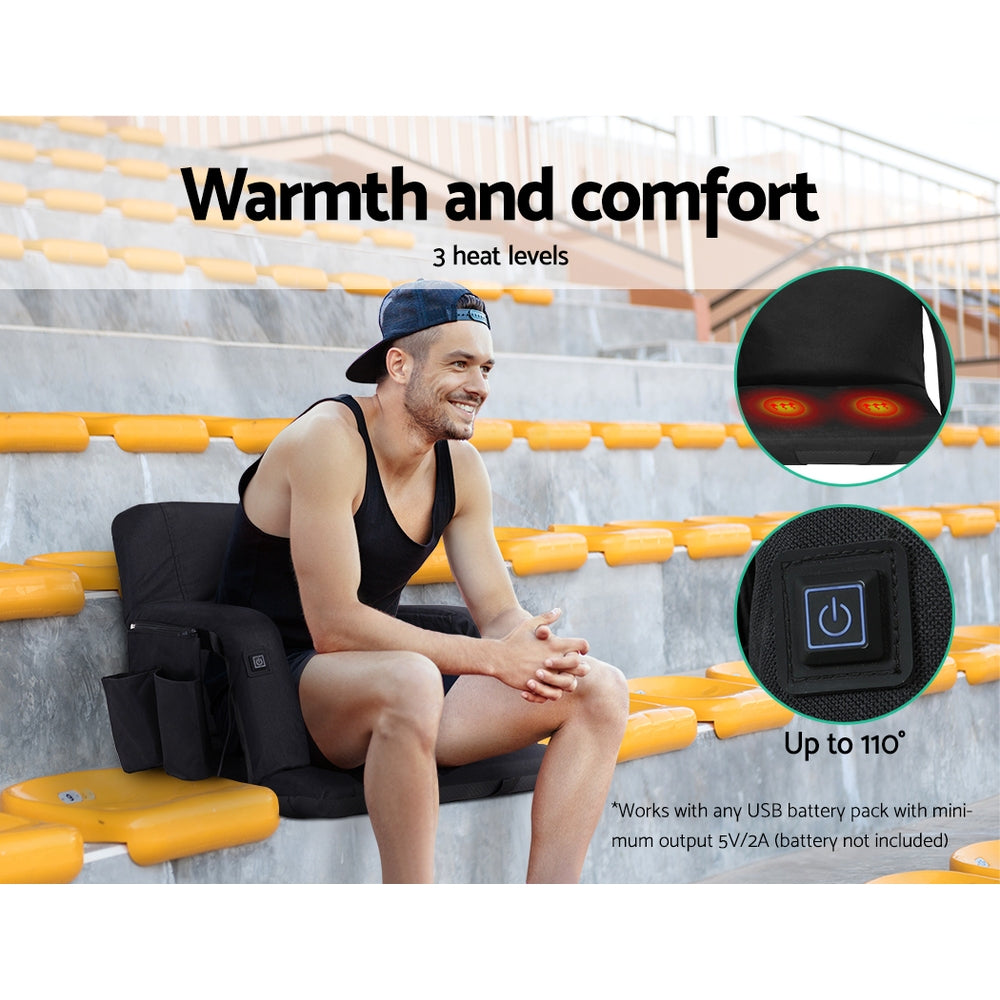 Artiss 2X Floor Lounge Sofa Bed With Armrest Heated Cushion