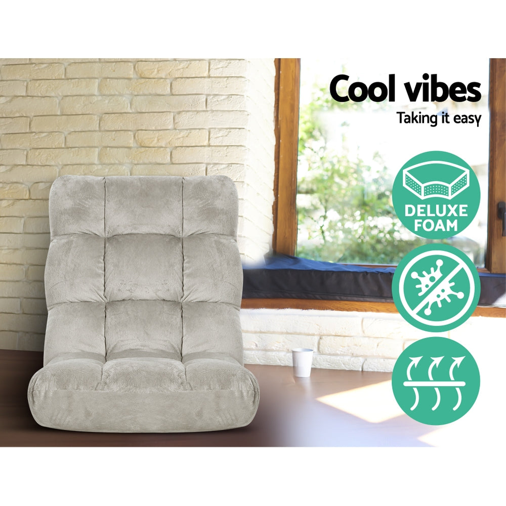 Artiss 2X Lounge Sofa Bed Flannel Fabric Grey