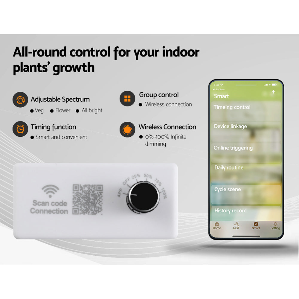 Green Fingers Grow Tent Light Kit 100x100x200CM 2200W LED Full Spectrum