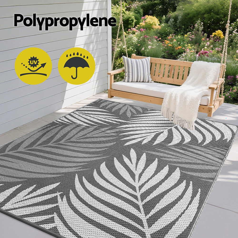 Gardeon Outdoor Rugs 152x244cm Large Carpet Reversible Area Mat PP Dual-Sided Patio Rug Leaf