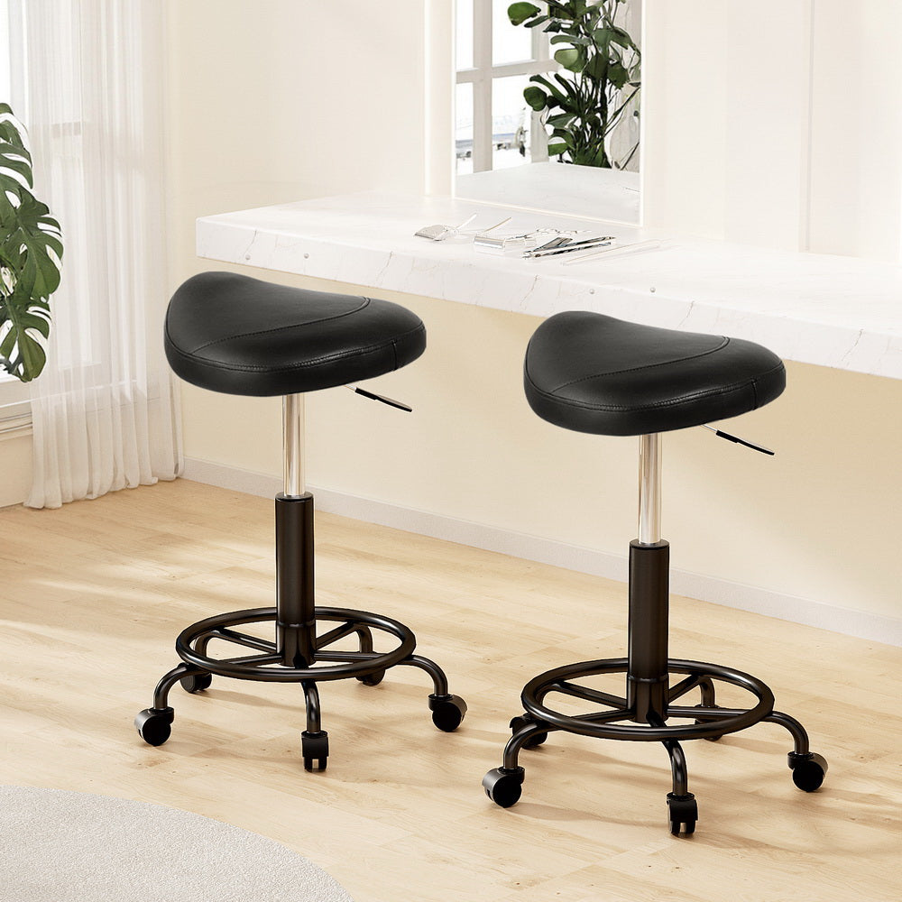 Artiss 2x Salon Stool Saddle Swivel Chair