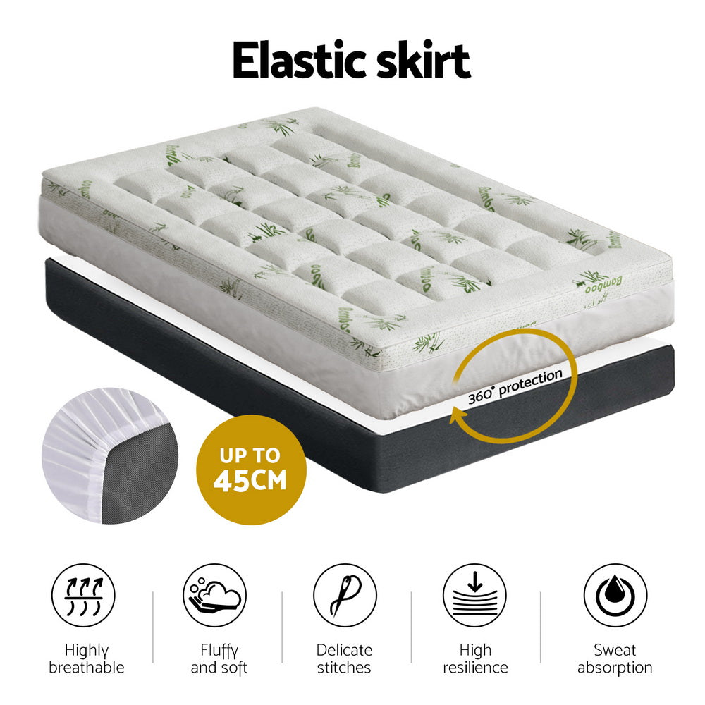 Giselle Bedding Mattress Topper Pillowtop Bamboo 7.5cm Single